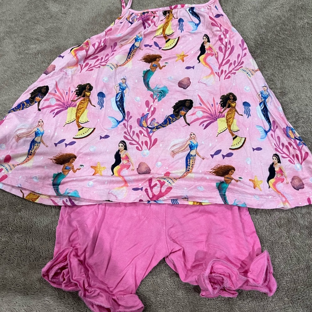Posh Peanut Pink Little Mermaid Dress and Shorts Set